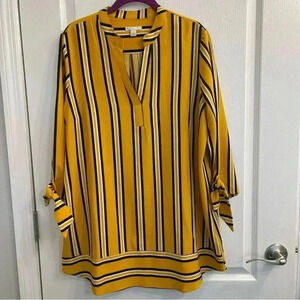 Striped V-Neck Blouse by Cato